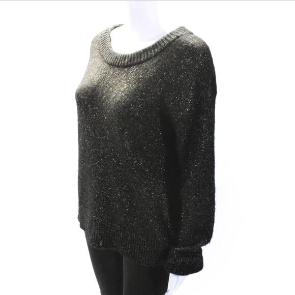A.L.C. Bowen Cross Back SOFT Merino Wool Alpaca Black Gold Metallic Sweater S - Picture 6 of 10